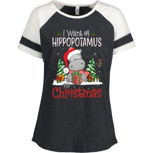 I Want A Hippopotamus For Christmas Xmas Hippo Enza Ladies Jersey Colorblock Tee