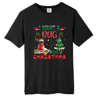 I Want A Pug Dog For Christmas Xmas Pug Dog Reindeer Funny Gift Tall Fusion ChromaSoft Performance T-Shirt