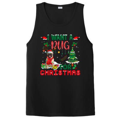 I Want A Pug Dog For Christmas Xmas Pug Dog Reindeer Funny Gift PosiCharge Competitor Tank