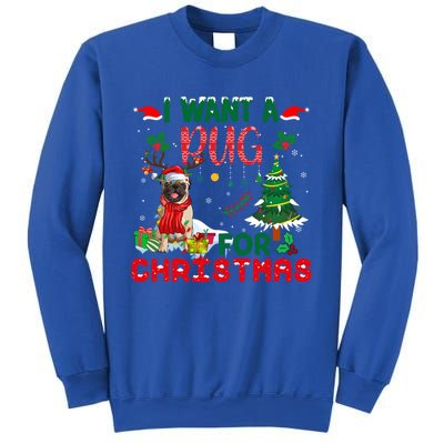 I Want A Pug Dog For Christmas Xmas Pug Dog Reindeer Funny Gift Sweatshirt