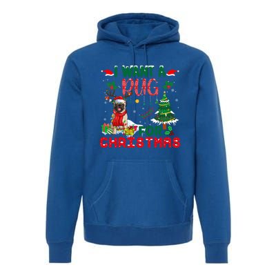 I Want A Pug Dog For Christmas Xmas Pug Dog Reindeer Funny Gift Premium Hoodie