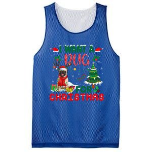 I Want A Pug Dog For Christmas Xmas Pug Dog Reindeer Funny Gift Mesh Reversible Basketball Jersey Tank