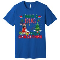 I Want A Pug Dog For Christmas Xmas Pug Dog Reindeer Funny Gift Premium T-Shirt