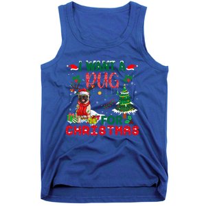 I Want A Pug Dog For Christmas Xmas Pug Dog Reindeer Funny Gift Tank Top