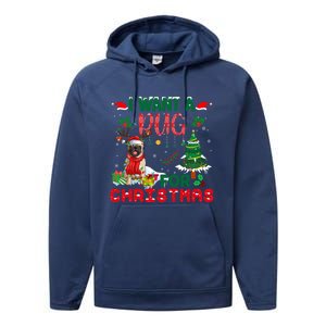 I Want A Pug Dog For Christmas Xmas Pug Dog Reindeer Funny Gift Performance Fleece Hoodie