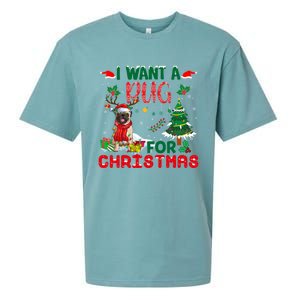 I Want A Pug Dog For Christmas Xmas Pug Dog Reindeer Funny Gift Sueded Cloud Jersey T-Shirt