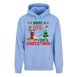 I Want A Pug Dog For Christmas Xmas Pug Dog Reindeer Funny Gift Unisex Surf Hoodie