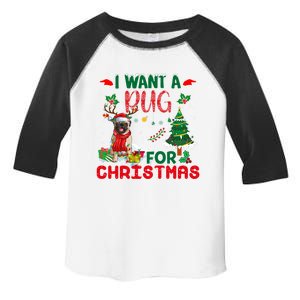 I Want A Pug Dog For Christmas Xmas Pug Dog Reindeer Funny Gift Toddler Fine Jersey T-Shirt