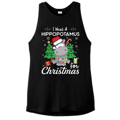 I Want A Hippopotamus For Christmas Cute Gift Xmas Costume Ladies PosiCharge Tri-Blend Wicking Tank