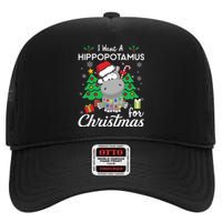 I Want A Hippopotamus For Christmas Cute Gift Xmas Costume High Crown Mesh Back Trucker Hat