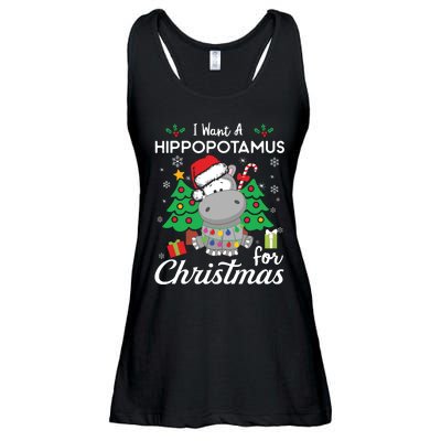 I Want A Hippopotamus For Christmas Cute Gift Xmas Costume Ladies Essential Flowy Tank