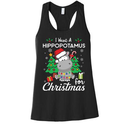 I Want A Hippopotamus For Christmas Cute Gift Xmas Costume Women's Racerback Tank