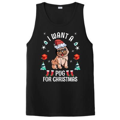 I Want A Pug For Christmas Xmas Pug Gift PosiCharge Competitor Tank