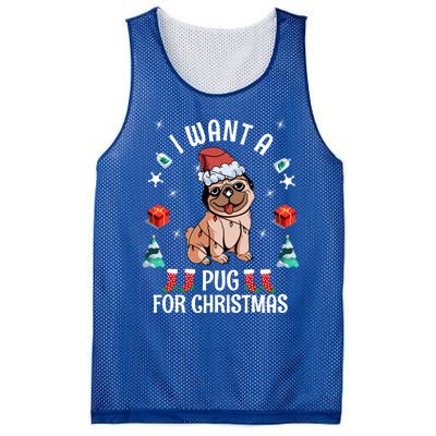 I Want A Pug For Christmas Xmas Pug Gift Mesh Reversible Basketball Jersey Tank