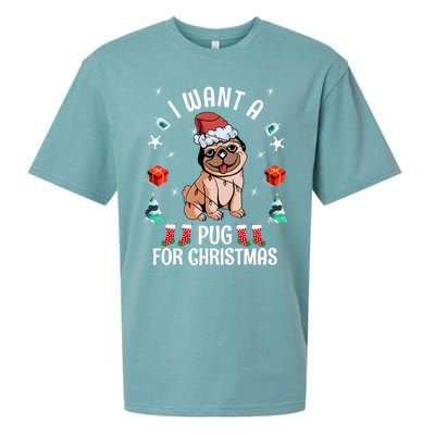 I Want A Pug For Christmas Xmas Pug Gift Sueded Cloud Jersey T-Shirt