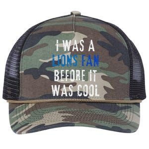 I Was A Lions Fan Before It Was Cool Lions Fan Retro Rope Trucker Hat Cap