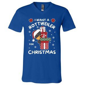 I Want A Rottweiler For Christmas Cute Dogs Great Gift V-Neck T-Shirt