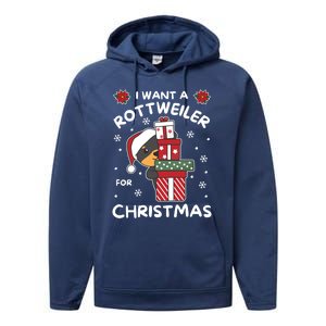 I Want A Rottweiler For Christmas Cute Dogs Great Gift Performance Fleece Hoodie