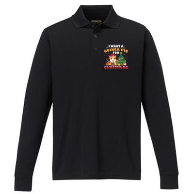 I Want A Guinea Pig For Christmas Gift Performance Long Sleeve Polo