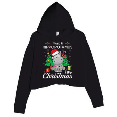 I Want A Hippopotamus For Christmas Cute Gift Xmas Costume Crop Fleece Hoodie