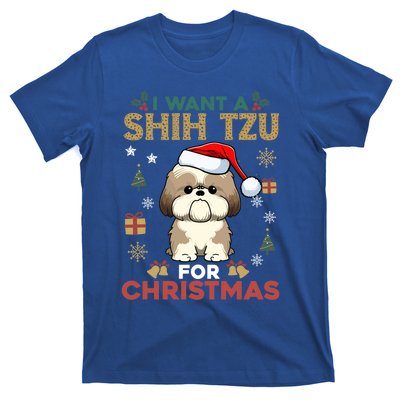 I Want A Shih Tzu For Christmas Cute Dog Lover Family Pajama Gift T-Shirt