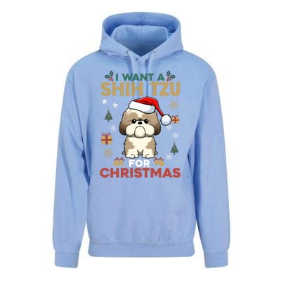 I Want A Shih Tzu For Christmas Cute Dog Lover Family Pajama Gift Unisex Surf Hoodie