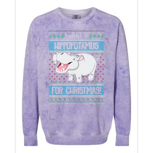 I Want A Hippopotamus For Christmas Hippo Lover Gift Colorblast Crewneck Sweatshirt