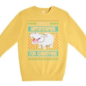 I Want A Hippopotamus For Christmas Hippo Lover Gift Premium Crewneck Sweatshirt