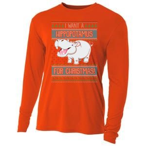 I Want A Hippopotamus For Christmas Hippo Lover Gift Cooling Performance Long Sleeve Crew