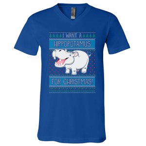 I Want A Hippopotamus For Christmas Hippo Lover Gift V-Neck T-Shirt