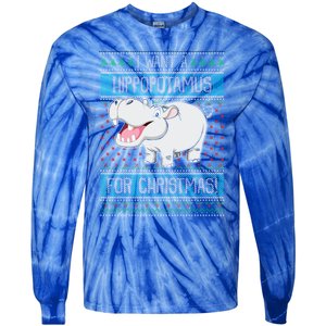 I Want A Hippopotamus For Christmas Hippo Lover Gift Tie-Dye Long Sleeve Shirt