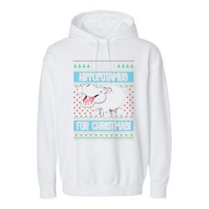 I Want A Hippopotamus For Christmas Hippo Lover Gift Garment-Dyed Fleece Hoodie