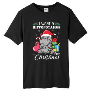 I Want A Hippopotamus For Christmas Hippo Christmas Pajamas Tall Fusion ChromaSoft Performance T-Shirt