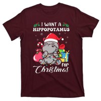 I Want A Hippopotamus For Christmas Hippo Christmas Pajamas T-Shirt