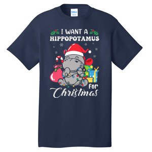 I Want A Hippopotamus For Christmas Hippo Christmas Pajamas Tall T-Shirt