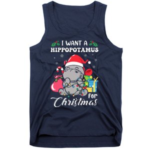 I Want A Hippopotamus For Christmas Hippo Christmas Pajamas Tank Top