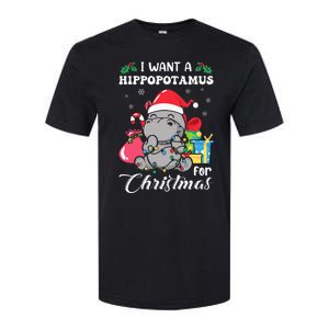 I Want A Hippopotamus For Christmas Hippo Christmas Pajamas Softstyle CVC T-Shirt