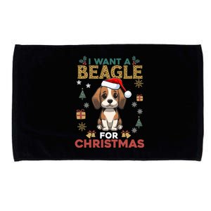 I Want A Beagle For Christmas Cute Dog Lover Family Pajama Meaningful Gift Microfiber Hand Towel