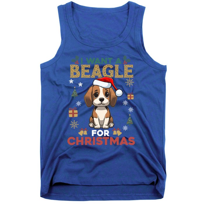 I Want A Beagle For Christmas Cute Dog Lover Family Pajama Meaningful Gift Tank Top