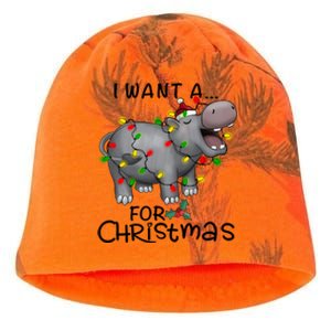 I Want A Hippopotamus For Christmas Cute Hippopotamus Lover Kati - Camo Knit Beanie