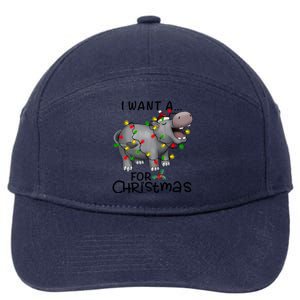 I Want A Hippopotamus For Christmas Cute Hippopotamus Lover 7-Panel Snapback Hat