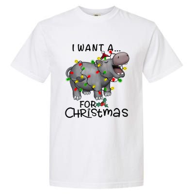 I Want A Hippopotamus For Christmas Cute Hippopotamus Lover Garment-Dyed Heavyweight T-Shirt