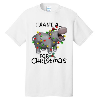 I Want A Hippopotamus For Christmas Cute Hippopotamus Lover Tall T-Shirt