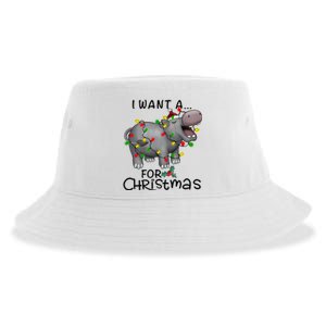 I Want A Hippopotamus For Christmas Cute Hippopotamus Lover Sustainable Bucket Hat