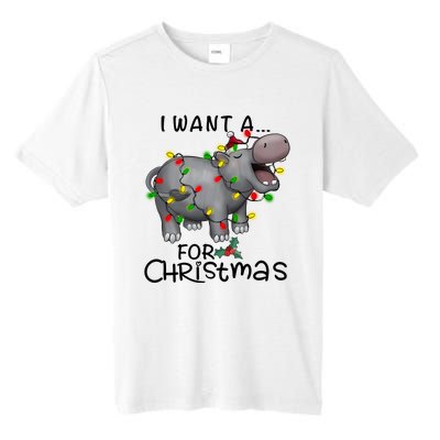 I Want A Hippopotamus For Christmas Cute Hippopotamus Lover Tall Fusion ChromaSoft Performance T-Shirt