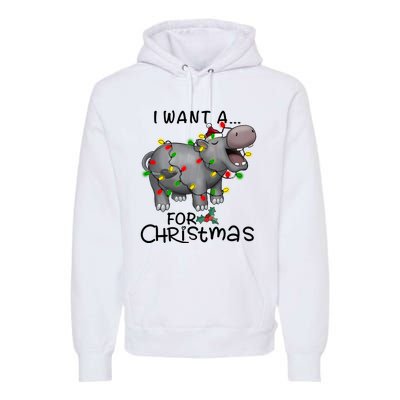 I Want A Hippopotamus For Christmas Cute Hippopotamus Lover Premium Hoodie