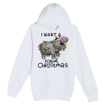 I Want A Hippopotamus For Christmas Cute Hippopotamus Lover Premium Pullover Hoodie