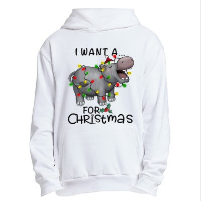 I Want A Hippopotamus For Christmas Cute Hippopotamus Lover Urban Pullover Hoodie