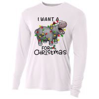 I Want A Hippopotamus For Christmas Cute Hippopotamus Lover Cooling Performance Long Sleeve Crew