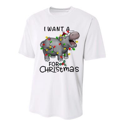 I Want A Hippopotamus For Christmas Cute Hippopotamus Lover Performance Sprint T-Shirt